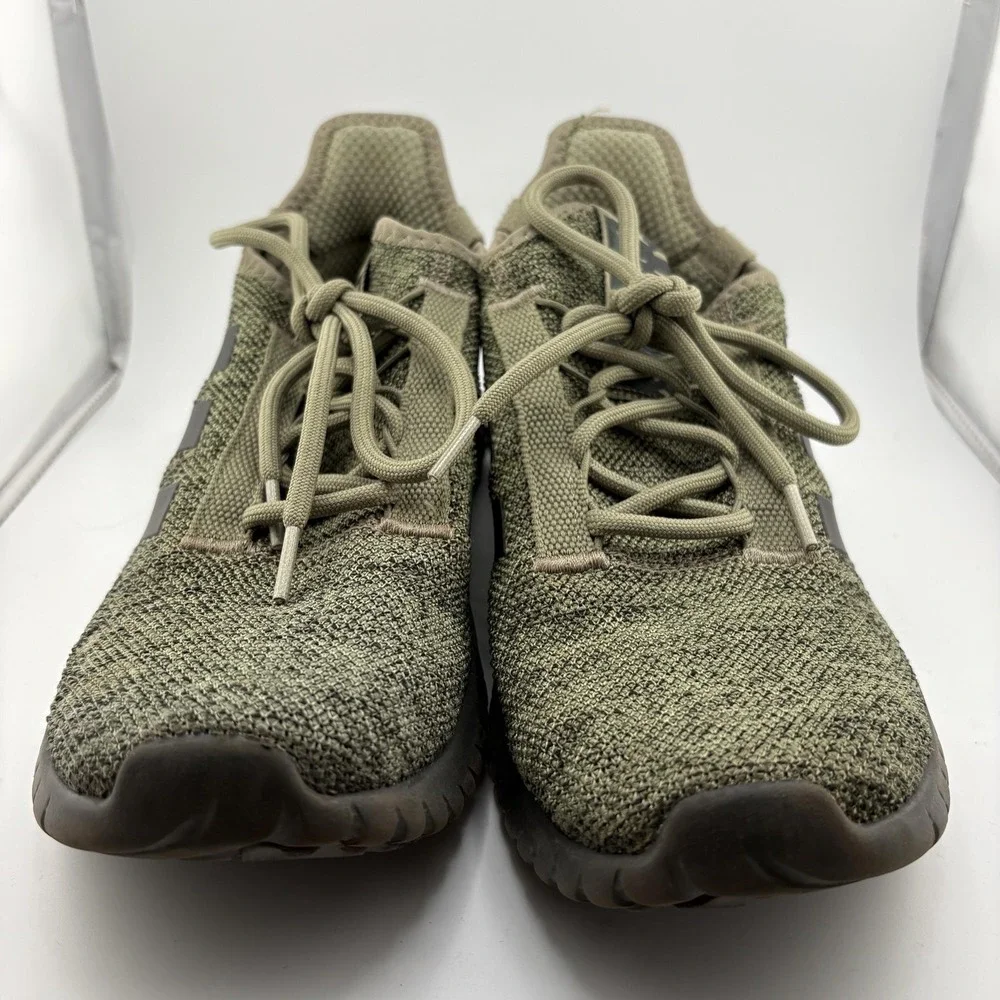 Adidas Kaptir 2.0 Cloudfoam Mens 10 Green Camo Knit Running Sneakers Athletic